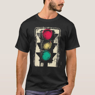 ヴィンテージ信号機 ストップ ゴー 赤 黄 緑 サイン Tシャツ