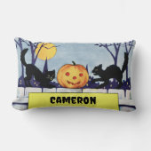 ヴィンテージ個人用猫カボチャのハロウィン ランバークッション (正面)