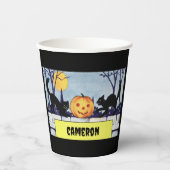 ヴィンテージ個人用猫カボチャのハロウィン 紙コップ (正面)