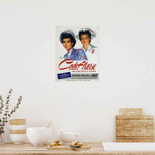 ヴィンテージ候補生ナース軍隊教育 ポスター (キッチン)