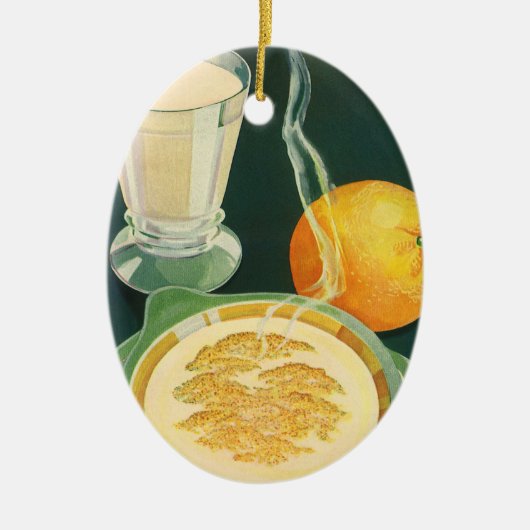 ヴィンテージ健康食品，飲料，健康的な朝食 セラミックオーナメント (正面)