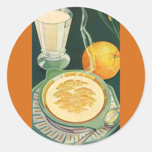ヴィンテージ健康食品,飲料,健康的な朝食 ラウンドシール (正面)