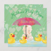 ヴィンテージ傘お洒落の赤ちゃんシャワー 招待状 (正面/裏面)