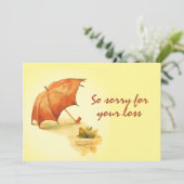 ヴィンテージ傘つき孤独なカエル悔やみや弔慰 カード (スタンド正面)