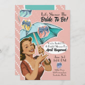 ヴィンテージ傘スタイルのシャワーパーティー招待状 招待状 (正面/裏面)