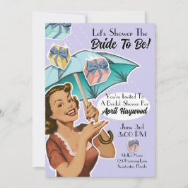 ヴィンテージ傘スタイルシャワーパーティー招待状- Violet 招待状