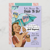 ヴィンテージ傘スタイルシャワーパーティー招待状- Violet 招待状 (正面/裏面)