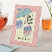 ヴィンテージ傘ブライダルシャワーテーブルの上記号 台座サイン (インサイチュ)