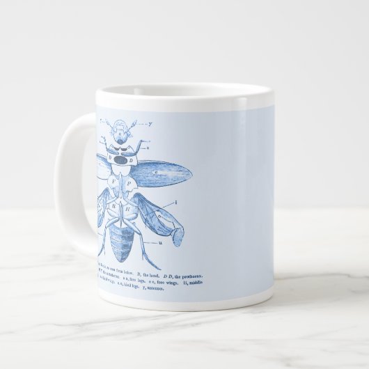 ヴィンテージ像 |カブトムシ |青 ジャンボコーヒーマグカップ (正面左)