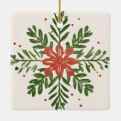 ヴィンテージ優美な花ファミリークリスマスフォト セラミックオーナメント (裏面)