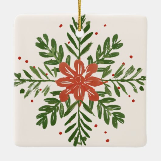 ヴィンテージ優美な花ファミリークリスマスフォト セラミックオーナメント (裏面)