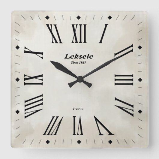 ヴィンテージ優雅な時計 スクエア壁時計 (正面)