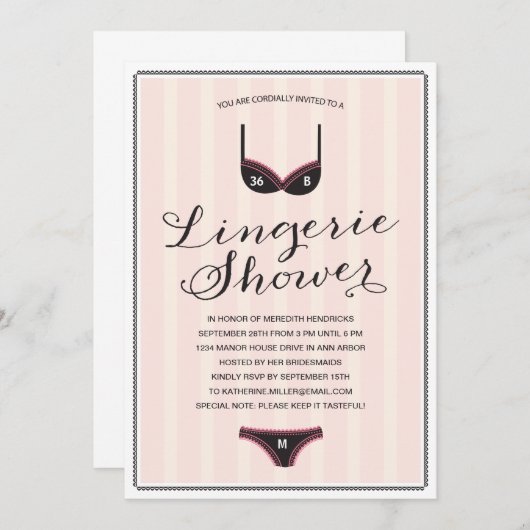 ヴィンテージ優雅 |ランジェリーブライダルシャワー招待状 招待状 (正面/裏面)