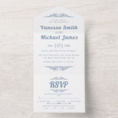 ヴィンテージ元素ほこりっぽい青タイポグラフィ結婚ズ オールインワン招待状 (内側)