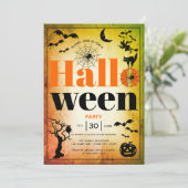 ヴィンテージ元素オレンジ成体ハローウィンパーティ 招待状 (スタンド正面)