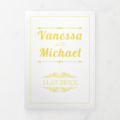 ヴィンテージ元素及び黄色タイポグラフィ結婚ズ 三つ折り招待状 (カバー)