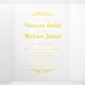 ヴィンテージ元素及び黄色タイポグラフィ結婚ズ 三つ折り招待状 (内部中)