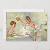 ヴィンテージ兄弟、子供、男の子は浴槽に飛び込んだ。 (正面)