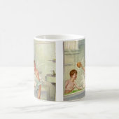 ヴィンテージ兄弟、子供、男の子は浴槽に飛び込んだ。 コーヒーマグカップ (中央)