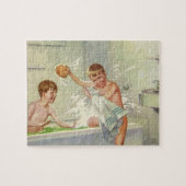 ヴィンテージ兄弟、子供、男の子は浴槽に飛び込んだ。 ジグソーパズル (横)
