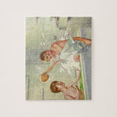 ヴィンテージ兄弟、子供、男の子は浴槽に飛び込んだ。 ジグソーパズル (縦)