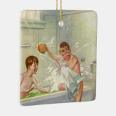 ヴィンテージ兄弟、子供、男の子は浴槽に飛び込んだ。 セラミックオーナメント (右)