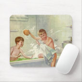 ヴィンテージ兄弟、子供、男の子は浴槽に飛び込んだ。 マウスパッド (マウス)
