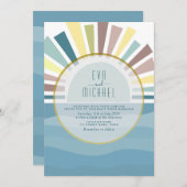 ヴィンテージ先ビーチ結婚式招待状 招待状 (正面/裏面)