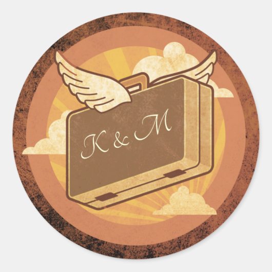 ヴィンテージ先モノグラムの荷物シール ラウンドシール (正面)