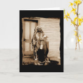 ヴィンテージ先住民アメリカの大きなタバコ、ダンスホール カード (黄色い花)