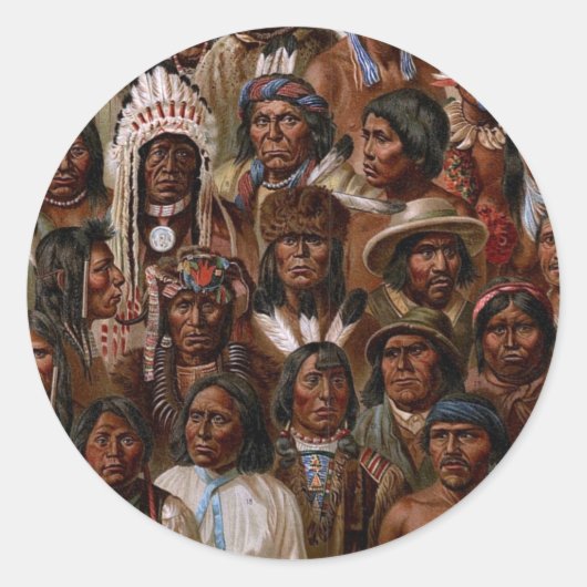 ヴィンテージ先住民アメリカの部族と人民写真 ラウンドシール (正面)