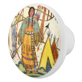 ヴィンテージ先住民アメリカンウーマンビレッジフォレスト セラミックノブ (右)