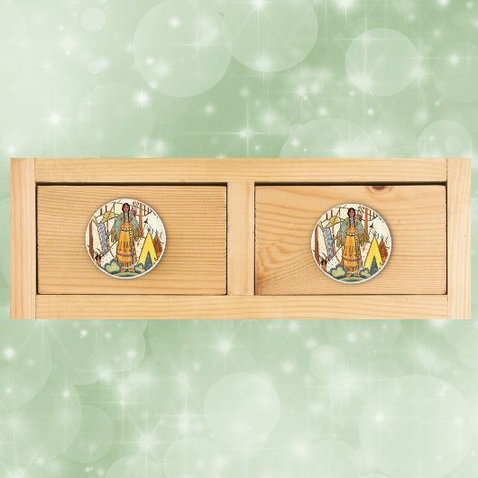 ヴィンテージ先住民アメリカンウーマンビレッジフォレスト セラミックノブ