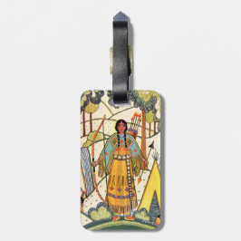 ヴィンテージ先住民アメリカンウーマンビレッジフォレスト ラゲッジタグ