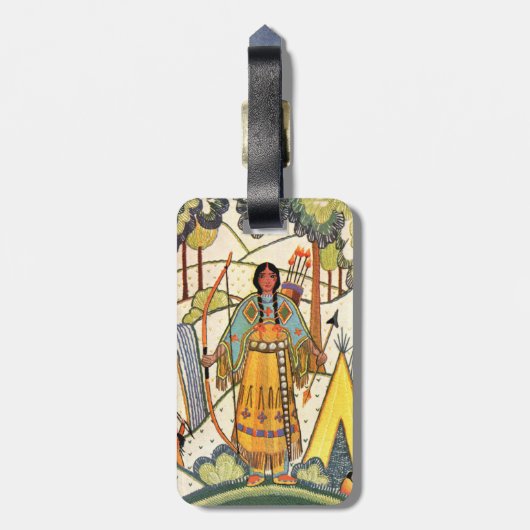 ヴィンテージ先住民アメリカンウーマンビレッジフォレスト ラゲッジタグ (裏面縦)