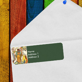 ヴィンテージ先住民アメリカンウーマンビレッジフォレスト ラベル