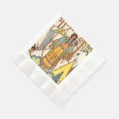 ヴィンテージ先住民アメリカンウーマンビレッジフォレスト 縁ありランチョンナプキン (角)