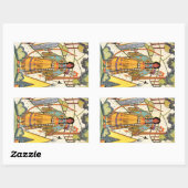 ヴィンテージ先住民アメリカンウーマンビレッジフォレスト 長方形シール (シート)