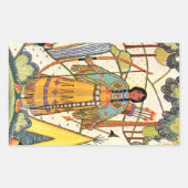 ヴィンテージ先住民アメリカンウーマンビレッジフォレスト 長方形シール (正面)