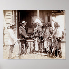 ヴィンテージ先住民アメリカンスタンディングエルクポスター ポスター