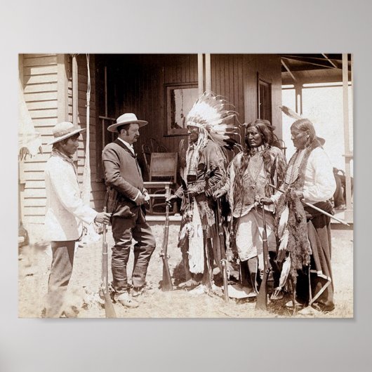 ヴィンテージ先住民アメリカンスタンディングエルクポスター ポスター (正面)