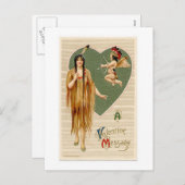 ヴィンテージ先住民アメリカンバレンタイン シーズンポストカード (正面/裏面)