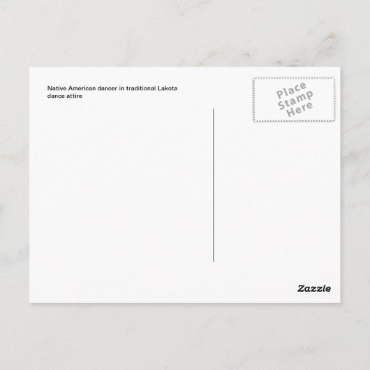 ヴィンテージ先住民アメリカンラコタダンサー ポストカード (裏面)