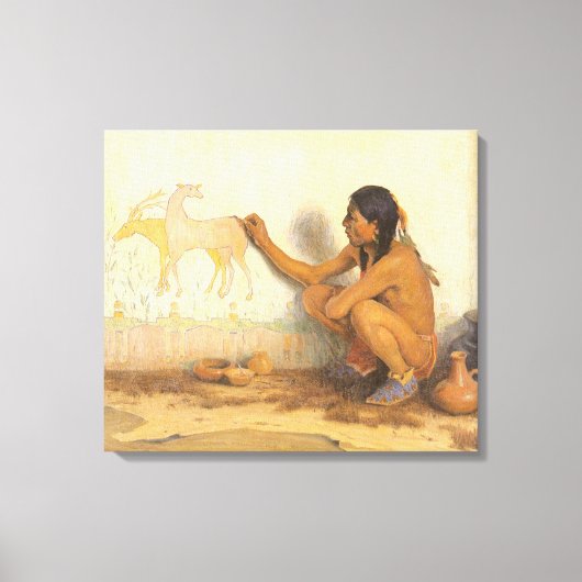 ヴィンテージ先住民アメリカン、インディアンアーティストby Couse キャンバスプリント (正面)