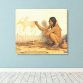 ヴィンテージ先住民アメリカン、インディアンアーティストby Couse キャンバスプリント (インサイチュ (ウッドフロア))