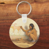 ヴィンテージ先住民アメリカン、インディアンアーティストby Couse キーホルダー (正面)