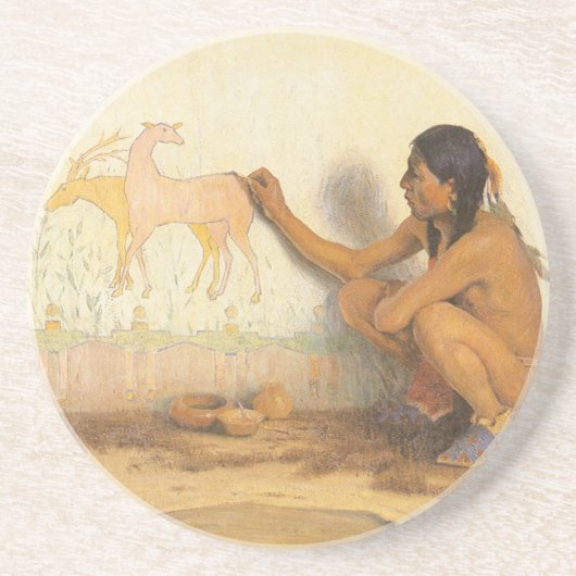 ヴィンテージ先住民アメリカン、インディアンアーティストby Couse コースター (正面)