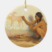 ヴィンテージ先住民アメリカン、インディアンアーティストby Couse セラミックオーナメント (裏面)