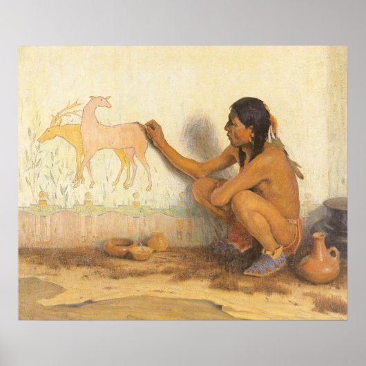 ヴィンテージ先住民アメリカン、インディアンアーティストby Couse ポスター (正面)