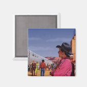 ヴィンテージ先住民アメリカン・インディアン・アット・ザ・トレイン マグネット (正面/裏面)